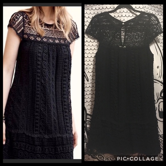 MAEVE Black Crochet Lace Dress EUC M - Picture 1 of 1